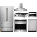 Thor Kitchen 6-Piece Pro Appliance Package - 36-Inch Rangetop, Electric Wall Oven, Wall Mount Hood, Refrigerator, Dishwasher, & Microwave in Stainless Steel