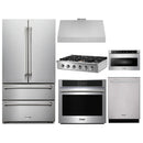 Thor Kitchen 6-Piece Pro Appliance Package - 36-Inch Rangetop, Electric Wall Oven, Under Cabinet Hood, Refrigerator, Dishwasher, & Microwave in Stainless Steel
