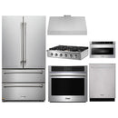 Thor Kitchen 6-Piece Pro Appliance Package - 36-Inch Propane Propane Gas Rangetop , Electric Wall Oven, Under Cabinet Hood, Refrigerator, Dishwasher, & Microwave in Stainless Steel