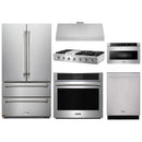 Thor Kitchen 6-Piece Pro Appliance Package - 48-Inch Propane Gas Rangetop , Electric Wall Oven, Under Cabinet 11-Inch Tall Hood, Refrigerator, Dishwasher, & Microwave Drawer in Stainless Steel
