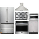 Thor Kitchen 6-Piece Pro Appliance Package - 36-Inch Gas Cooktop, Electric Wall Oven, Wall Mount Hood, Refrigerator, Dishwasher & Microwave Drawer in Stainless Steel