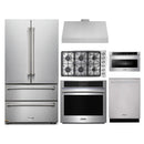 Thor Kitchen 6-Piece Pro Appliance Package - 36-Inch Gas Cooktop, Electric Wall Oven, Under Cabinet Hood, Refrigerator, Dishwasher & Microwave Drawer in Stainless Steel
