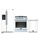 Forno 3-Piece Appliance Package - 30-Inch Gas Range, Refrigerator with Water Dispenser, and Dishwasher in White with Stainless Steel Trim