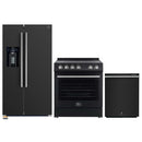 Forno Espresso 3-Piece Appliance Package - 30-Inch Electric Range, Refrigerator with Water Dispenser and Dishwasher in Black with Stainless Steel Trim