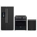 Forno Espresso 3-Piece Appliance Package - 30-Inch Electric Range, Refrigerator with Water Dispenser and Dishwasher in Black with Stainless Steel Trim