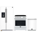 Forno Espresso 3-Piece Appliance Package - 30-Inch Electric Range, Refrigerator with Water Dispenser and Dishwasher in White with Stainless Steel Trim