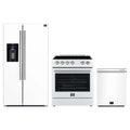 Forno Espresso 3-Piece Appliance Package - 30-Inch Electric Range, Refrigerator with Water Dispenser and Dishwasher in White with Stainless Steel Trim