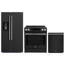 Forno Espresso 3-Piece Appliance Package - 30-Inch Induction Range, Refrigerator with Water Dispenser and Dishwasher in Black with Stainless Steel Trim