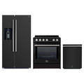 Forno 3-Piece Appliance Package - 30-Inch Induction Range, Refrigerator with Water Dispenser, and Dishwasher in Black with Stainless Steel Trim