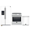 Forno 3-Piece Appliance Package - 30-Inch Induction Range, Refrigerator with Water Dispenser, and Dishwasher in White with Stainless Steel Trim