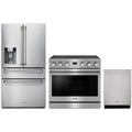 Thor Kitchen 3-Piece Appliance Package - 36-Inch Electric Range, Refrigerator with Water Dispenser, & Dishwasher in Stainless Steel