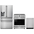 Thor Kitchen 3-Piece Appliance Package - 30-Inch Natural Gas Range, Refrigerator with Water Dispenser, & Dishwasher in Stainless Steel