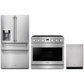 Thor Kitchen 3-Piece Appliance Package - 36-Inch Natural Gas Range, Refrigerator with Water Dispenser, & Dishwasher in Stainless Steel