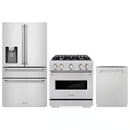 ZLINE 3-Piece Appliance Package - 30-Inch Dual Fuel Range, Refrigerator with Water Dispenser, and Dishwasher in Stainless Steel