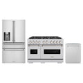 ZLINE 3-Piece Appliance Package - 48-Inch Dual Fuel Range, Refrigerator with Water Dispenser, and Dishwasher in Stainless Steel