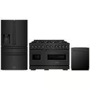 ZLINE 3-Piece Appliance Package - 48-Inch Dual Fuel Range, Refrigerator with Water Dispenser, and Dishwasher in Black Stainless Steel