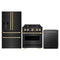 ZLINE 3-Piece Appliance Package - 30-Inch Dual Fuel Range, Refrigerator with Water Dispenser, and Dishwasher in Black Stainless Steel with Champagne Bronze Accents