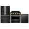 ZLINE 3-Piece Appliance Package - 30-Inch Dual Fuel Range, Refrigerator with Water Dispenser, and Dishwasher in Black Stainless Steel with Gold Accents