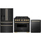 ZLINE 3-Piece Appliance Package - 36-Inch Dual Fuel Range, Refrigerator with Water Dispenser, and Dishwasher in Black Stainless Steel with Gold Accents