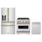 ZLINE 3-Piece Appliance Package - 30-Inch Dual Fuel Range, Refrigerator with Water Dispenser, and Dishwasher in Stainless Steel with Champagne Bronze Accents