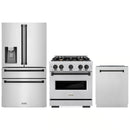 ZLINE 3-Piece Appliance Package - 30-Inch Dual Fuel Range, Refrigerator with Water Dispenser, and Dishwasher in Stainless Steel with Matte Black Accents