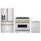 ZLINE 3-Piece Appliance Package - 36-Inch Dual Fuel Range, Refrigerator with Water Dispenser, and Dishwasher in Stainless Steel with Champagne Bronze Accents