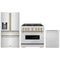 ZLINE 3-Piece Appliance Package - 36-Inch Dual Fuel Range, Refrigerator with Water Dispenser, and Dishwasher in Stainless Steel with Gold Accents