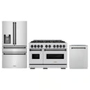 ZLINE 3-Piece Appliance Package - 48-Inch Dual Fuel Range, Refrigerator with Water Dispenser, and Dishwasher in Stainless Steel with Matte Black Accents