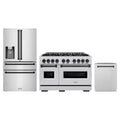 ZLINE 3-Piece Appliance Package - 48-Inch Dual Fuel Range, Refrigerator with Water Dispenser, and Dishwasher in Stainless Steel with Matte Black Accents
