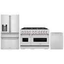 ZLINE 3-Piece Appliance Package - 48-Inch Gas Range, Refrigerator with Water Dispenser, and Dishwasher in Stainless Steel