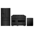 ZLINE 3-Piece Appliance Package - 48-Inch Gas Range, Refrigerator with Water Dispenser, and Dishwasher in Black Stainless Steel