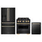 ZLINE 3-Piece Appliance Package - 30-Inch Gas Range, Refrigerator with Water Dispenser, and Dishwasher in Black Stainless Steel with Gold Accents