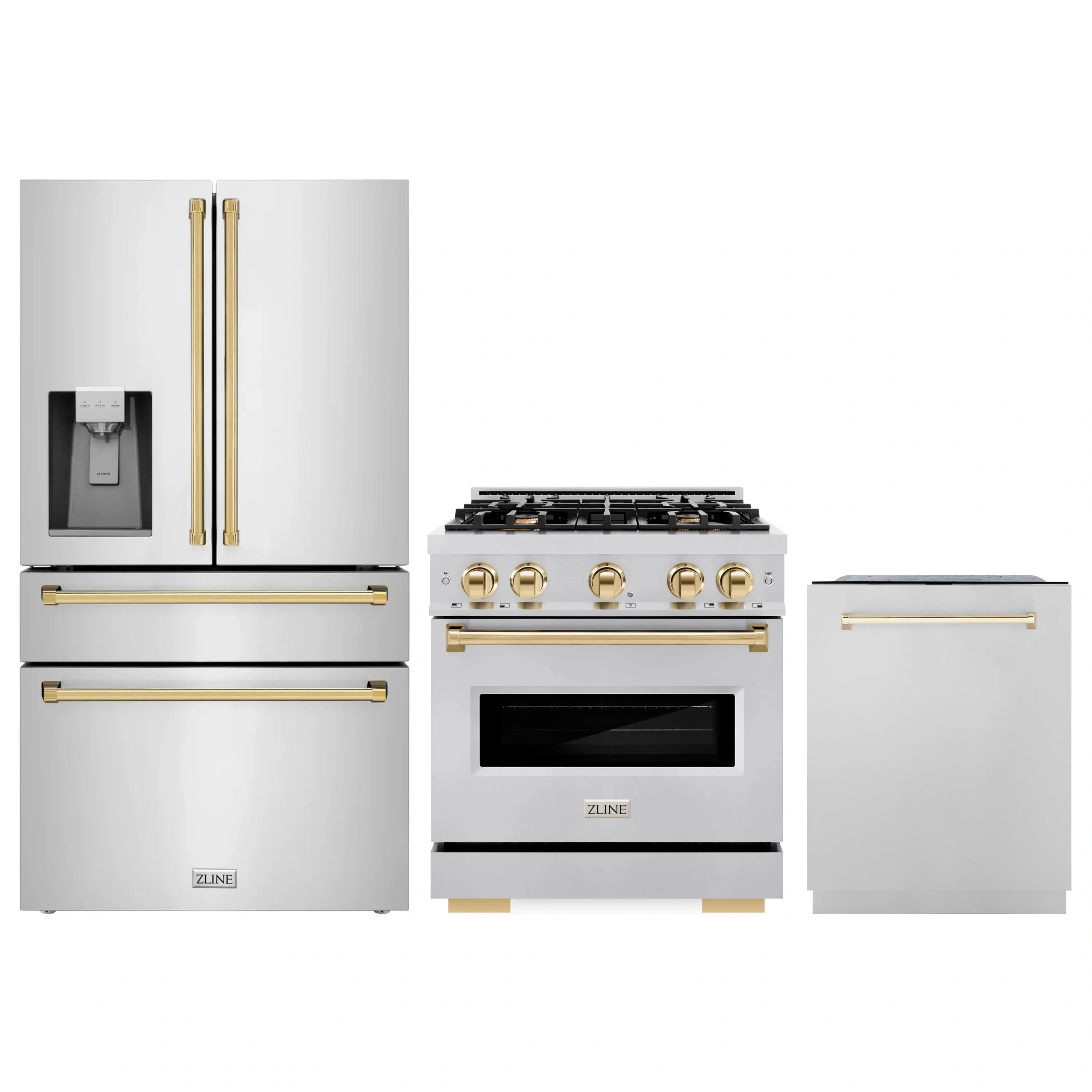 ZLINE 3-piece appliance package with dishwasher, range, and refrigerator