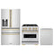 ZLINE 3-Piece Appliance Package - 30-Inch Gas Range, Refrigerator with Water Dispenser, and Dishwasher in Stainless Steel with Gold Accents