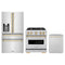 ZLINE 3-Piece Appliance Package - 30-Inch Gas Range, Refrigerator with Water Dispenser, and Dishwasher in Stainless Steel with Gold Accents