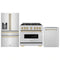 ZLINE 3-Piece Appliance Package - 36-Inch Gas Range, Refrigerator with Water Dispenser, and Dishwasher in Stainless Steel with Champagne Bronze Accents