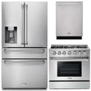 Thor Kitchen 3-Piece Pro Appliance Package - 36-Inch Gas Range, Dishwasher & Refrigerator with Water Dispenser in Stainless Steel