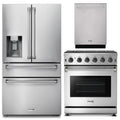 Thor Kitchen 3-Piece Appliance Package - 30-Inch Natural Gas Range, Refrigerator with Water Dispenser, & Dishwasher in Stainless Steel