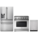 Thor Kitchen 3-Piece Appliance Package - 36-Inch Propane Gas Range, Dishwasher & Refrigerator with Water Dispenser in Stainless Steel