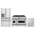 ZLINE 3-Piece Appliance Package - 48-Inch Legacy Dual Fuel Range, 36-Inch French Door Refrigerator with Water Dispenser, Dishwasher, in Stainless Steel