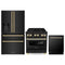 ZLINE 3-Piece Appliance Package - 30-Inch Legacy Dual Fuel Range, 36-Inch French Door Refrigerator with Water Dispenser, Dishwasher, in Black Stainless Steel with Gold Accents