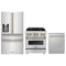 ZLINE 3-Piece Appliance Package - 30-Inch Legacy Autograph Dual Fuel Range, 36-Inch French Door Refrigerator with Water Dispenser, Dishwasher, in Stainless Steel with Champagne Bronze Accents