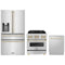 ZLINE 3-Piece Appliance Package - 30-Inch Legacy Autograph Dual Fuel Range, 36-Inch French Door Refrigerator with Water Dispenser, Dishwasher, in Stainless Steel with Gold Accents