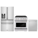 ZLINE 3-Piece Appliance Package - 30-Inch Paramount Dual Fuel Range, 36-Inch French Door Refrigerator with Water Dispenser, Dishwasher, in Stainless Steel