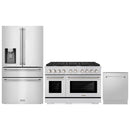 ZLINE 3-Piece Appliance Package - 48-Inch Paramount Dual Fuel Range, 36-Inch French Door Refrigerator with Water Dispenser, Dishwasher, in Stainless Steel