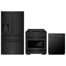 ZLINE 3-Piece Appliance Package - 30-Inch Paramount Dual Fuel Range, 36-Inch French Door Refrigerator with Water Dispenser, Dishwasher, in Black Stainless Steel