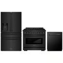 ZLINE 3-Piece Appliance Package - 36-Inch Paramount Dual Fuel Range, 36-Inch French Door Refrigerator with Water Dispenser, Dishwasher, in Black Stainless Steel