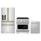 ZLINE 3-Piece Appliance Package - 30-Inch Paramount Autograph Dual Fuel Range, 36-Inch French Door Refrigerator with Water Dispenser, Dishwasher, in Stainless Steel with Champagne Bronze Accents