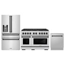 ZLINE 3-Piece Appliance Package - 48-Inch Paramount Autograph Dual Fuel Range, 36-Inch French Door Refrigerator with Water Dispenser, Dishwasher, in Stainless Steel with Matte Black Accents