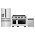 ZLINE 3-Piece Appliance Package - 48-Inch Paramount Autograph Dual Fuel Range, 36-Inch French Door Refrigerator with Water Dispenser, Dishwasher, in Stainless Steel with Matte Black Accents